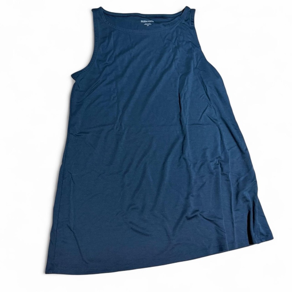 Eileen Fisher 100% Tencel Lyocell Navy Sleeveless Tank Size small